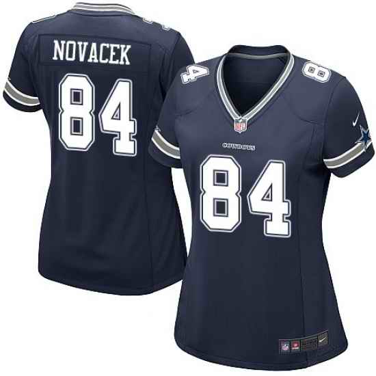Nike Cowboys #84 Jay Novacek Navy Blue Womens Team Color NFL Game Jersey